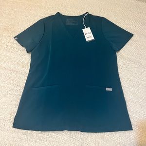 Figs Carribean blue Casma scrub top Small